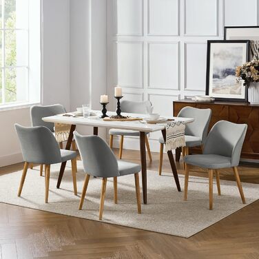 Набір кухонних стільців HULALA HOME (6 шт., сірий) - для вітальні, спальні, їдальні