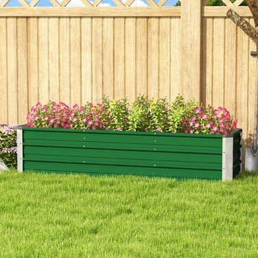 Outsunny Сталева грядка Саджалка Ящик для квітів 183 x 47 x 40 см з рукавичками зеленого кольору для овочів і квітів