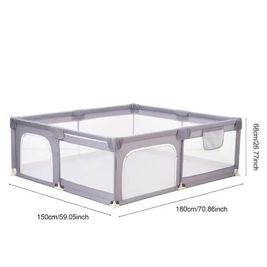 Дитячий ігровий центр Laufstall 150x180 см: складаний, портативний, з безпечним сітком та кріпленнями