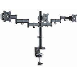 Кріплення для монітора PureMounts для 3 моніторів, 17-32 дюйми, до 8 кг, VESA 75/100, 360° обертання, регулювання висоти та нахилу, чорний