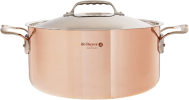 De Buyer Prima Matera 28 cm / 8L Copper Induction Stockpot with Lid (6242.28)