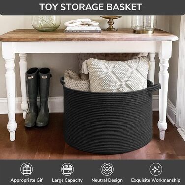 Кошик для зберігання TIMEYARD, кошик у дитячу кімнату, кошик для білизни, кошик для ялинкових прикрас, кошик для ковдр та іграшок, плетений кошик, 55x35см, оливковий (чорний)