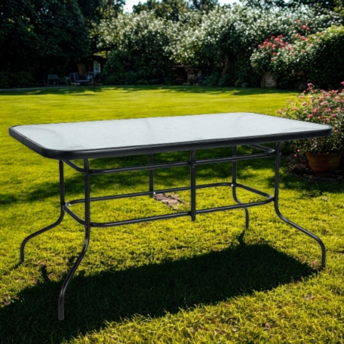 Комплект садових меблів: великий стіл (140x80) та 4 металеві стільці