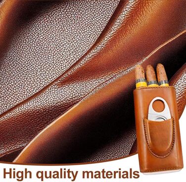 Вишуканий шкіряний тютюнотримач для 3 сигар з нержавіючою сталею та різаком, для подорожей