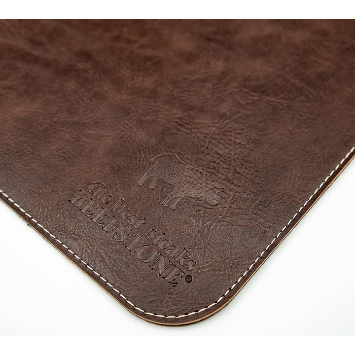 Набір столових серветок BEEFSTONE® 6 шт. з PU шкіри, двосторонні, водонепроникні, миючіся, з ефектом шкіри, 44 x 34 см (Чорно-коричневий/Бежевий)