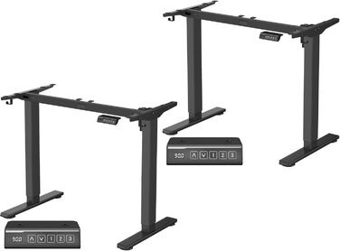 Електричний регульований стіл VASAGLE, металевий каркас, підставка для столу, без стільниці, з 2 гачками, функція пам'яті 3 положень, сталь, чорний (LSD02B0V2)