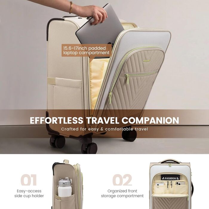 Рюкзак для ручної поклажі LOVEVOOK 40L: жіночий туристичний рюкзак, валіза-рюкзак, рюкзак для ноутбука, водонепроникний, з кульбасою, для подорожей та бізнесу (20 дюймів, Бежевий хакі)