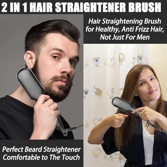 В-1 Beard & Mini Hair Straightener з LCD дисплеєм (120-230C) - електрична щітка для випрямлення для бороди та волосся, 2-