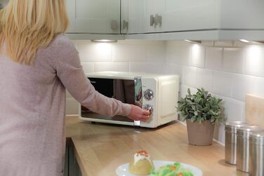 Мікрохвильова піч Russell Hobbs RHMM701C Solo, 17 л, 700 Вт, кремовий колір - з таймером, розморожуванням та 5 рівнями потужності