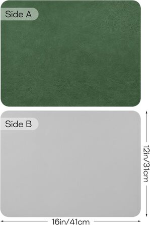 Набори підставок під тарілки з PU-шкіри, 6 шт., 40x30 см, водонепроникні, стійкі до високих температур, для дому, на кухню, на пікнік, зелено-сірі