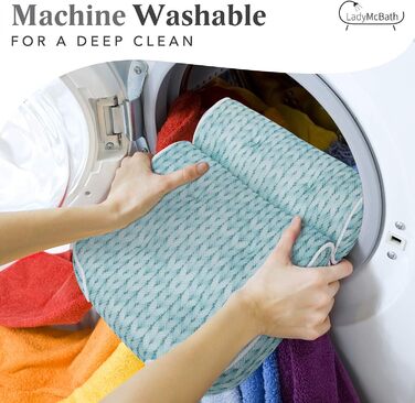 Подушка для ванни Lady McBath – розкішна подушка для ванни з підтримкою шиї та спини, потужні присоски, можна прати в машині, аксесуар для ванни для релаксації (блакитний)