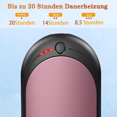 Електричний підігрівач для рук, перезаряджається, 2 шт. з акумулятором 6000mAh, USB-кабель, 3 режими нагріву, 20 годин тепла, підігрівач для кишені, для активного відпочинку взимку (чорний, рожевий)