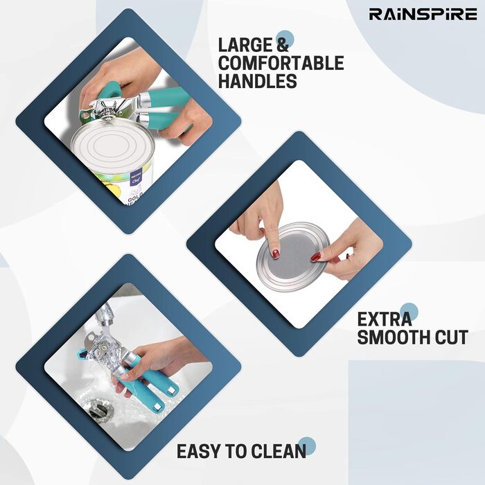 Відкривач консерв Rainspire ручний, міцний, з плавним зрізом, з відкривачем для пляшок, рожевий