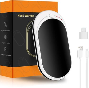 Електричний грілка для рук USB, Powerbank 5200mAh, портативний, багаторазовий, для жінок та чоловіків, для кемпінгу, зимові подарунки, чорний та білий