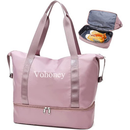 Дорожня сумка, легка, складна, спортивна сумка з відділенням для взуття, багаж, портативний, кабіна, великий розмір, сумка для вихідних, пляжна сумка, легка, водонепроникна, рожева спортивна сумка, L