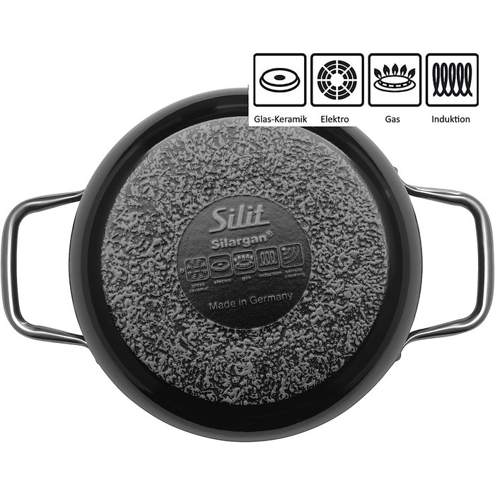 Набір каструль Silit Elegance Line Induktion, 4 шт., Silargan, чорний, без нікелю