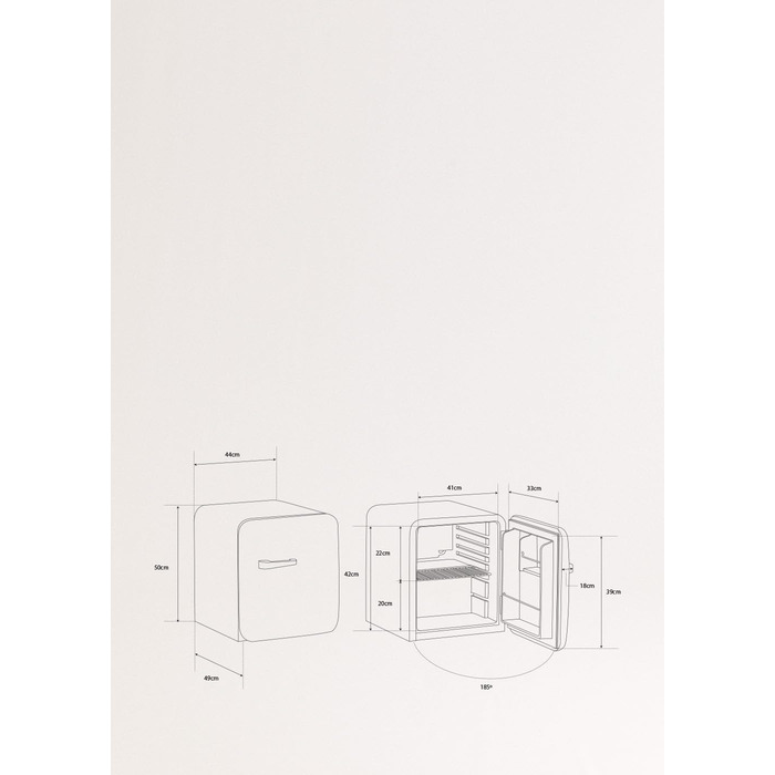 Ретро міні-холодильник 50 Gold, 48L, кремовий, з регульованою полицею, енергозберігаючий, 50x44x49,8 см