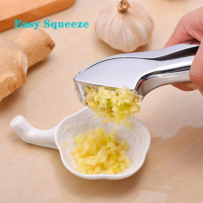 Прес для часнику з нержавіючої сталі - професійний подрібнювач часнику та м'яса, прес для часнику, роздавильник, міцний, з надійною конструкцією, легко миється