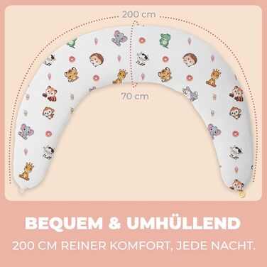 Вагітний подушок Stillkissen XXL 200x70 см - подушка для вагітних, годування, сну на боці. Зручна, бамбукова, знімний чохол, 100% бавовна, ергономічна, багатофункціональна, для мами та дитини.