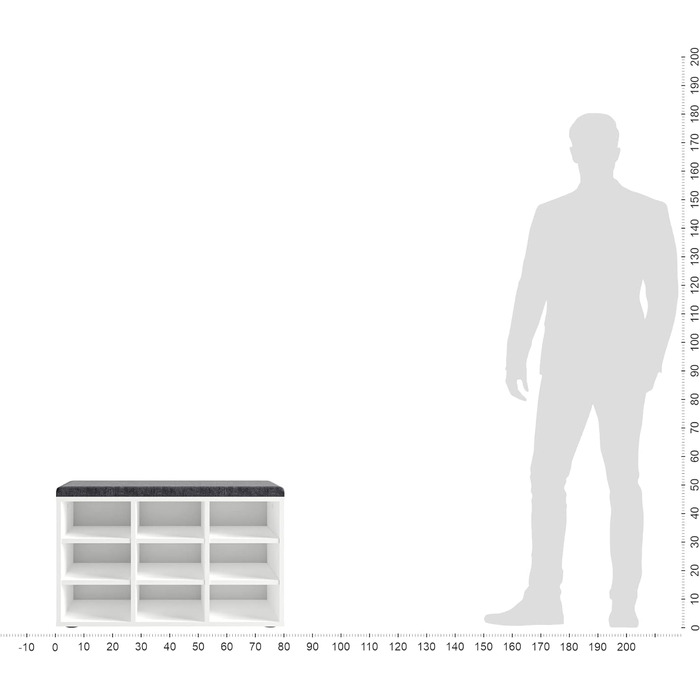 Лавка для взуття з сидінням - Полиця для взуття біла 80 x 50 x 30 см Тумба для взуття з лавкою Лавка для передпокою з місцем для зберігання Лавка для одягу Sofia 80 x 30 x 50 см Біла Оббивка сіра