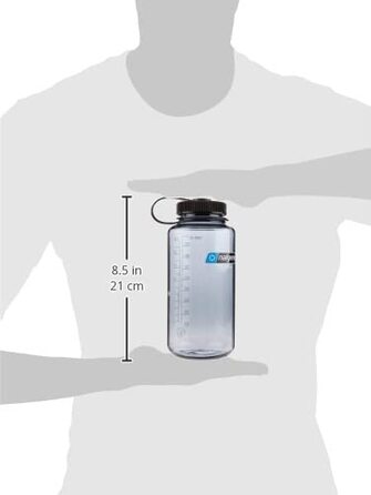 Пляшка для води Nalgene Sustain Tritan без вмісту бісфенолу А, виготовлена з 50 пластикових відходів, об'ємом 900 мл, з широкою шийкою, сіра з чорною кришкою, об'ємом 32 Унції, Кубок світу, сіра з чорною кришкою