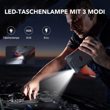 Powerbank для запуску авто FLYLINKTECH 4000A, 12V. Запуск до 9L бензину/8.5L дизеля. IP67, водонепроникний. LED, USB та USB-C.