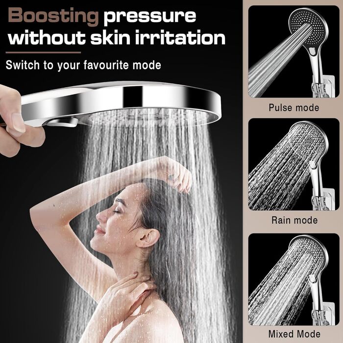 Набір для ванни з душовою лійкою та змішувачем, хром, латунь, 3 функції, настінний монтаж 150 мм