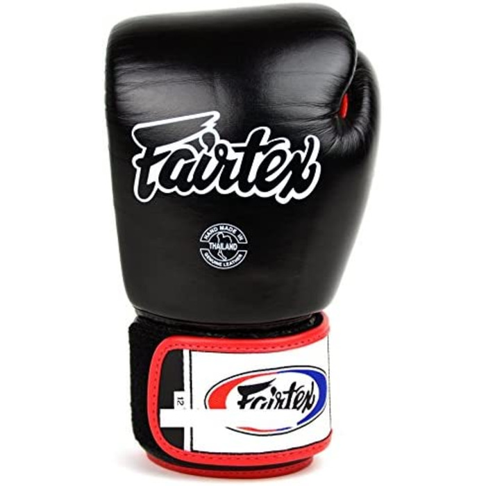Боксерські рукавички Fairtex BGV1-чорні боксерські рукавички зі шкіри ММА Кікбоксинг спаринг Муай Тай (12 унцій)