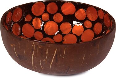 Дизайнерська чаша з шкаралупи кокосового горіха, унікальна, 100 натуральна, безпечна для харчових продуктів (помаранчеві кружечки), 24