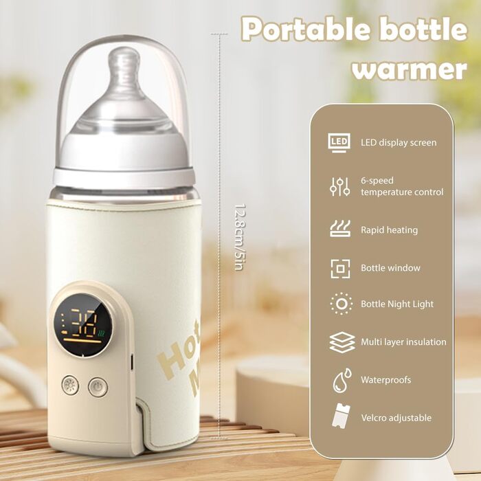 Портативний підігрівач для пляшечок Baby: LCD-дисплей, 6 температурних режимів, швидкий нагрів, для дому та подорожей