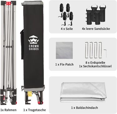Павільйон CROWN SHADES 3x3: водовідштовхуючий, зимостійкий, з UV захистом 50+, для кемпінгу та відпочинку на природі. Регульована висота, з сумкою. Білий в клітинку