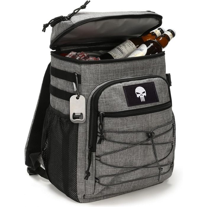 Тактичний рюкзак-холодильник 25L, вологостійкий та міцний, великий ланч-рюкзак, водонепроникний, для чоловіків, жінок, роботи, подорожей, кемпінгу, пляжу та походів (сірий)