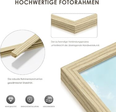 Набір фоторамок 3 шт 70x50 см з дерева для фото, картин, постерів (натуральне дерево)