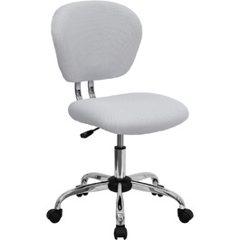 Офісне крісло Flash Furniture H-2376-F-WHT-GG, середня спинка, біла сітка, хромована основа, без підлокітників