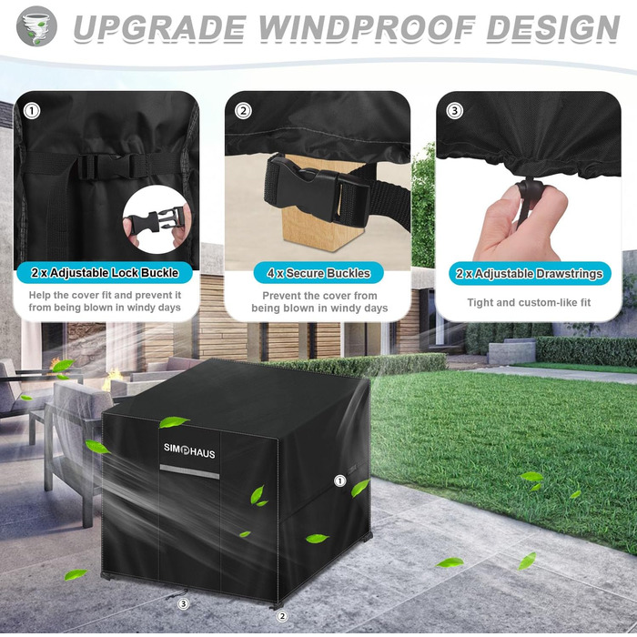 Чохол для садово-патіо меблів 85x85x80 см, вологостійкий, 420D Oxford, для захисту від погодних умов