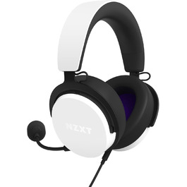 Дротова ігрова гарнітура для ПК NZXT - Hi-Res Audio, DTSX, легка, знімний мікрофон, біла