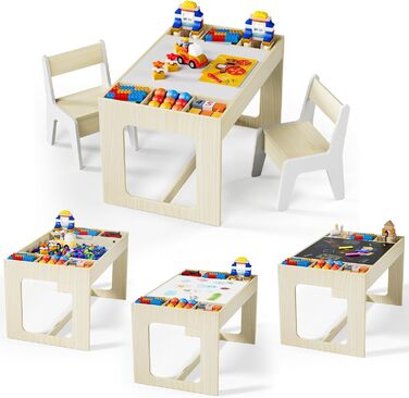 Дитячий стіл та стільці Mamizо з місцем для зберігання, набір для дитячої кімнати, школи, дитячого садка, від 3 років (білий)