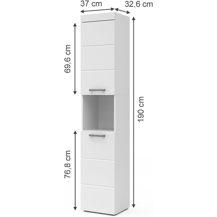 Шафа для ванної кімнати Vicco Luna, біла, висока шафа 37 x 190 см