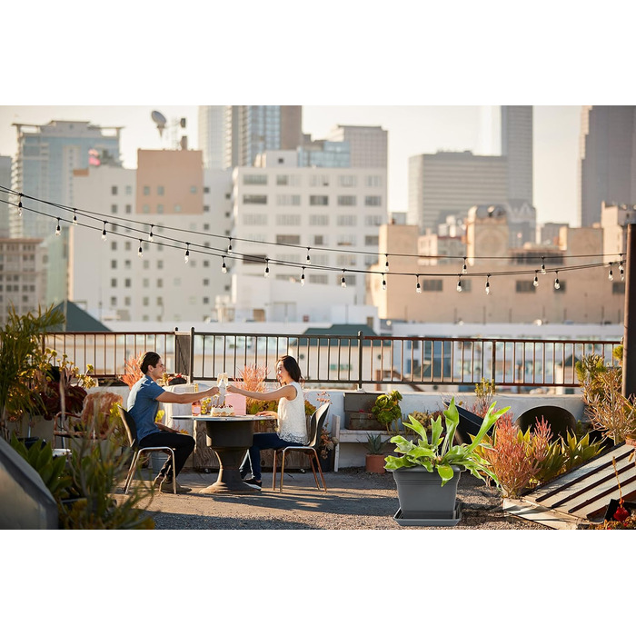 Набір квіткових горщиків 2friends 4 шт. XXL, 48 см, антрацит, пластик, для вулиці, UV-стійкий, морозостійкий, з піддоном, Made in Germany