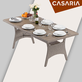 Стіл садовий з поліротанга Takeo Cream 190x90x75см WPC