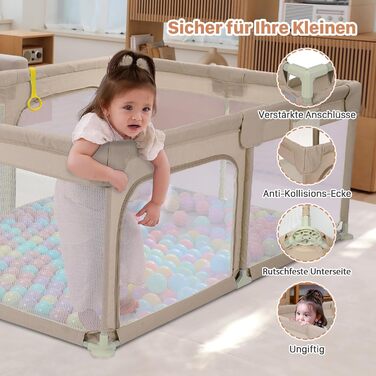 Дитячий ігровий центр Dripex 124x124 см, сірий. Laufstall (біговий загін) з дихаючою сіткою, Laufgitter, Playpen.