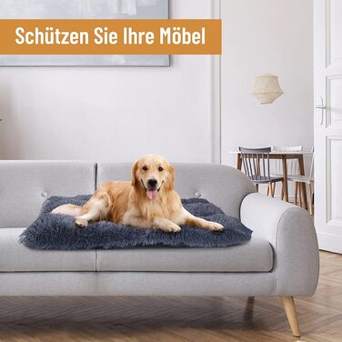 Ліжко для собак ZENGAOOU для великих собак, подушка для собак миється кошик для собак пухнаста-95x65 см анти-тривожний, протиковзкий килимок для собак L(95x65 см)