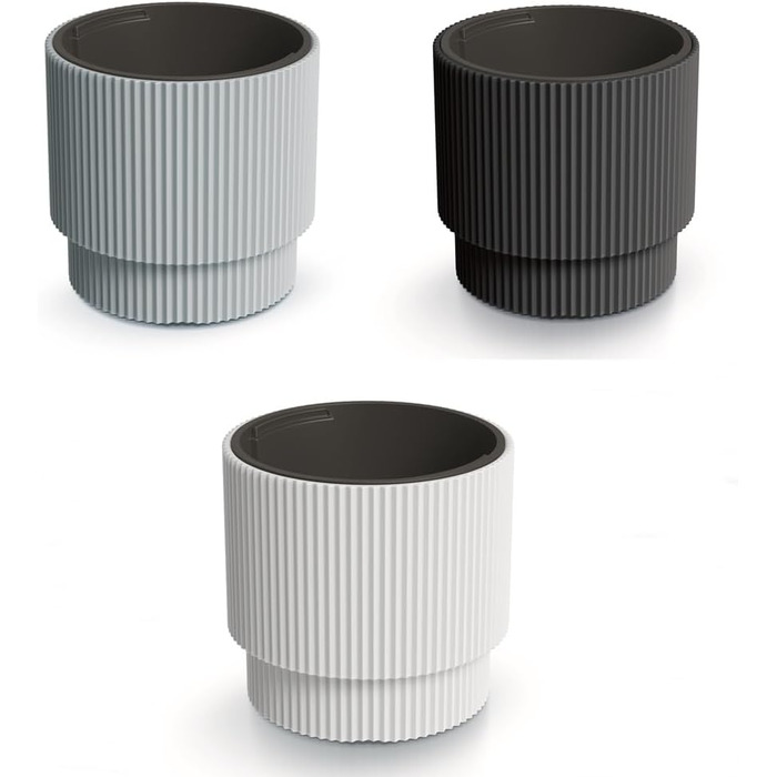 Кашпо для квітів DBMIG з вкладишем, циліндричної форми, біле (36,5 x 29,8 см)