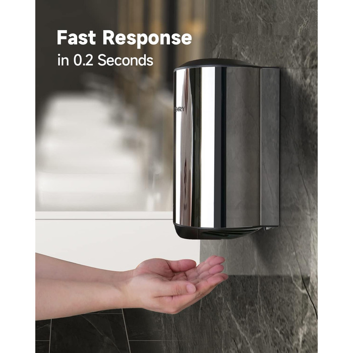 Автоматичний сушар для рук AnyDry 2805: компактний, високошвидкісний, з нержавіючої сталі, 1350W