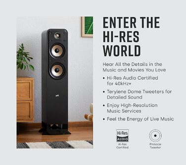 Підлогова акустика Polk Audio Signature Elite ES50 HiFi, Hi-Res, сумісна з Dolby Atmos/DTSX, Чорний