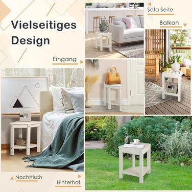 Двомісна лавка для душу Costway з полицею, 165 кг, коричнево-біла, 32.5x32.5x43.5 см