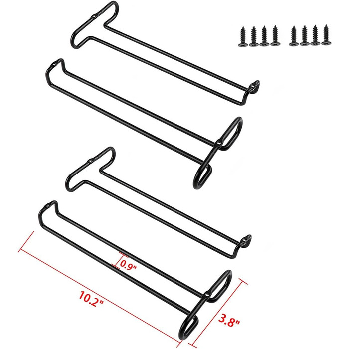 Набір з 2 шт. полиць для склянок GeLive, чорний, для підвісних шаф, органайзер для бару та кухні, 17.8 см