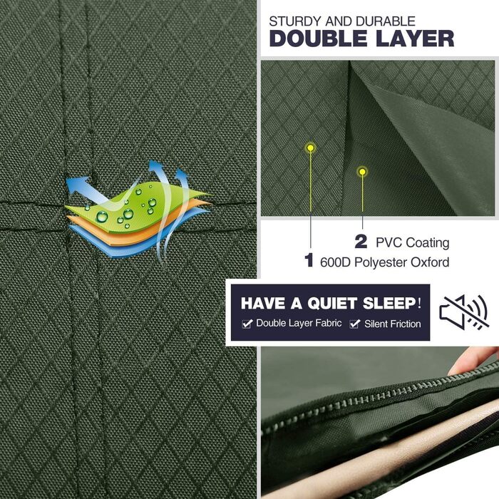 Розкладне кемпінгове ліжко REDCAMP XXL, посилене складане ліжко для кемпінгу та відпочинку, ширина 71 см, витримує до 226 кг, сірий/зелений/чорний