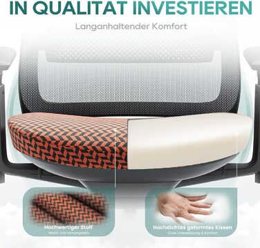 Ергономічне крісло Colamy для офісу та дому: регульована глибина сидіння, 4D підлокітники, підтримка попереку (до 136 кг), сіре