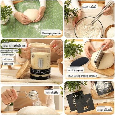 Набір для приготування закваски з повним комплектом: каструля, скляна тара 1000 мл, корзини для бродіння, скребок, ваги, рецепти та інструменти для випічки